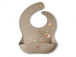 Bavaglino in silicone impermeabile con tasca - Beige