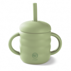 Tazza in silicone con cannuccia, manici e tappo rimovibile - 160 ml - Pistacchio